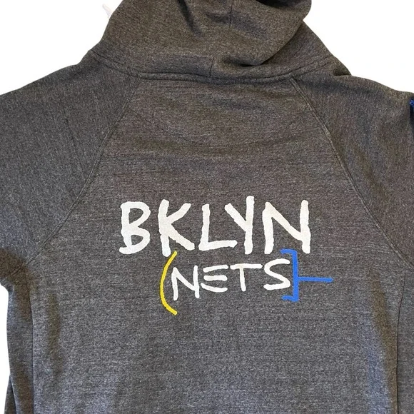 Brooklyn Nets BKLN Full Zip Hoodie Sportiqe Basquiat Style NBA Sweatshirt 2021 - Picture 7 of 8